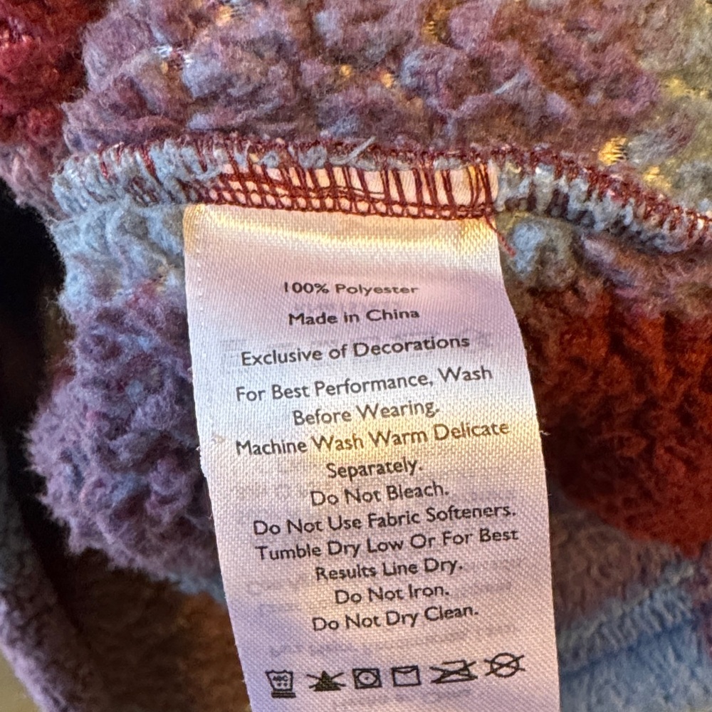 Eddie Bauer Burgundy and Blue Sherpa Teddy Jacket - Picture 9 of 9
